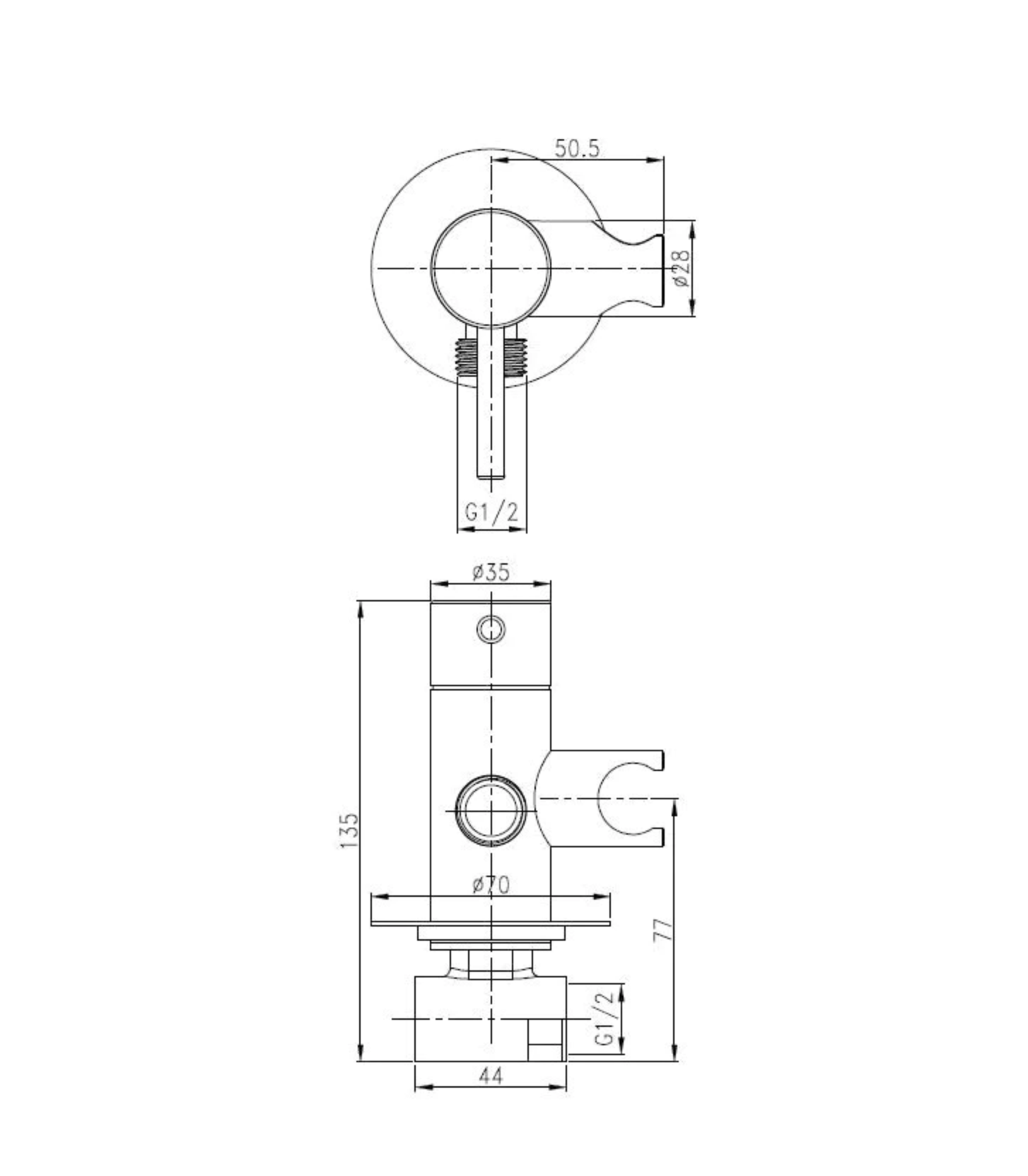 Hotvalve Einbau-WC-Duschgarnitur aus Edelstahl Schwarz (Warmwasser)